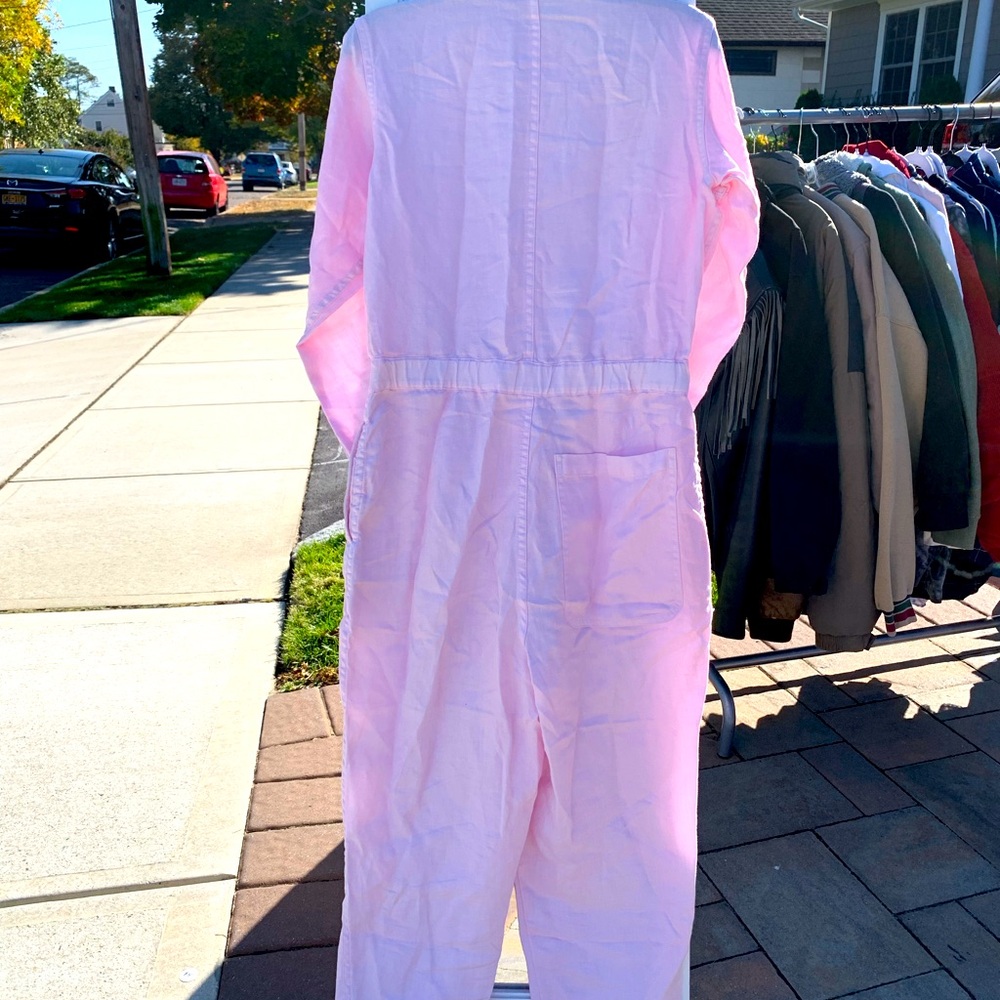 Pink Linen Coveralls.